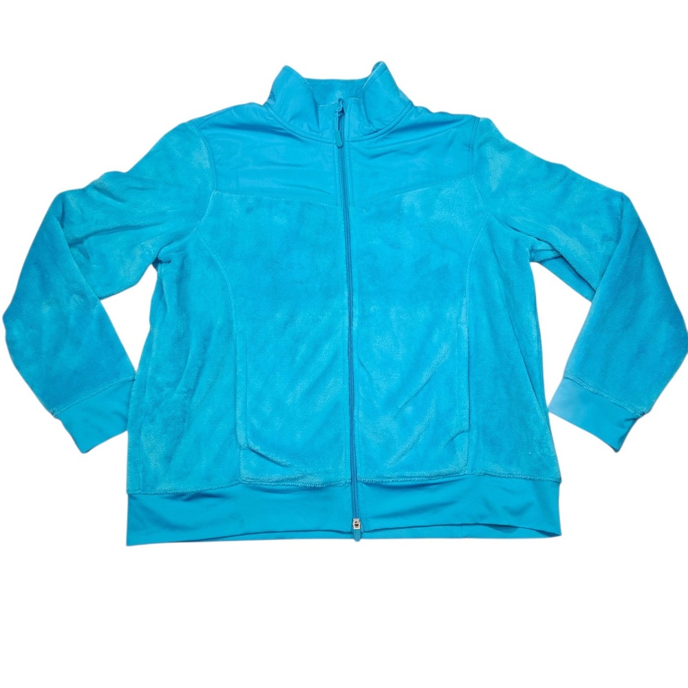Athletic Works Full Zip Fleece Active Jacket Turquoise Blue Sz XXL 20